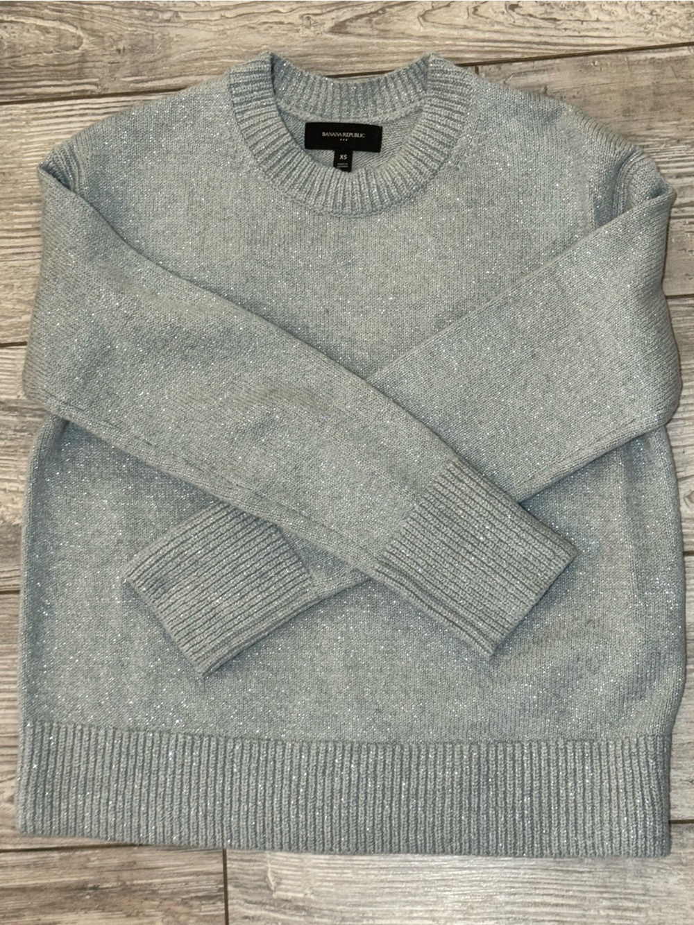 Banana Republic Shimmer Light Blue Crewneck Sweater